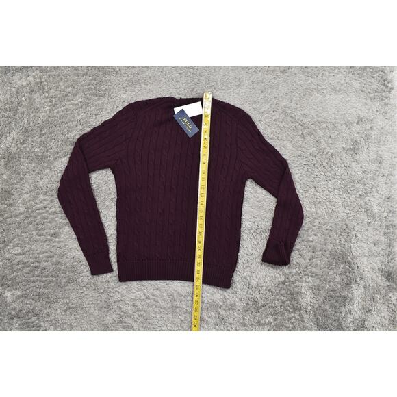 NEW Polo Ralph Lauren Burgundy Cotton Pullover Sweater Women's L Knit Premium - Picture 5 of 9